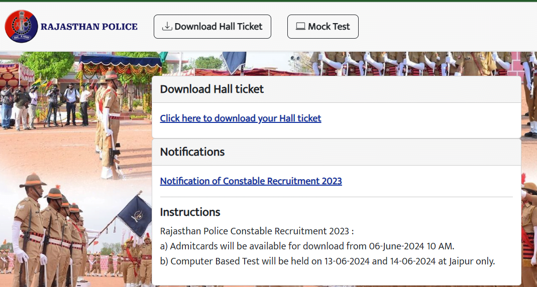 Rajasthan Police Constable Admit Card Download Link